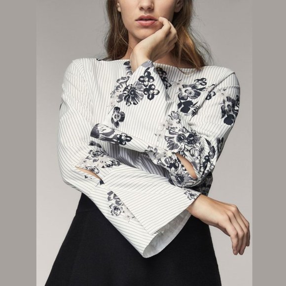 MASSIMO DUTTI Printed Poplin Blouse - Picture 1 of 9